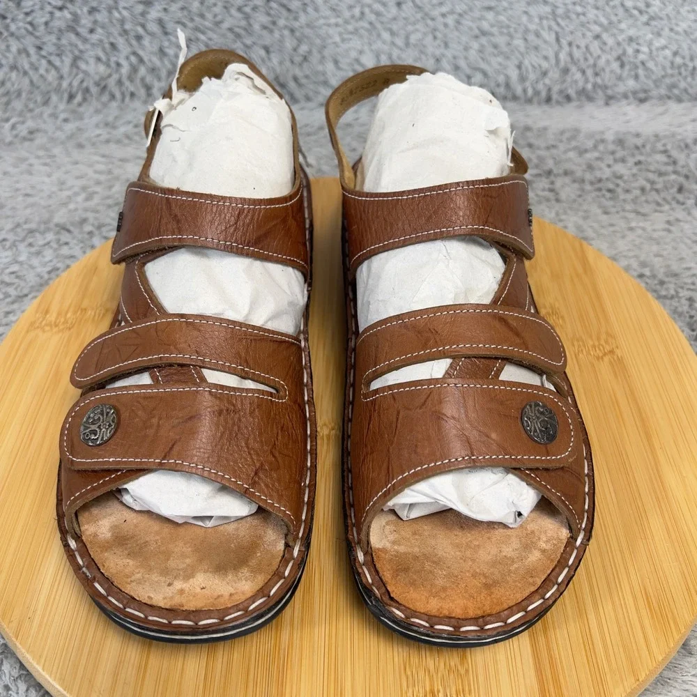 Finn Comfort Germany Gomera Brown Leather Slingback Sandals Womens 40 EU 9 US